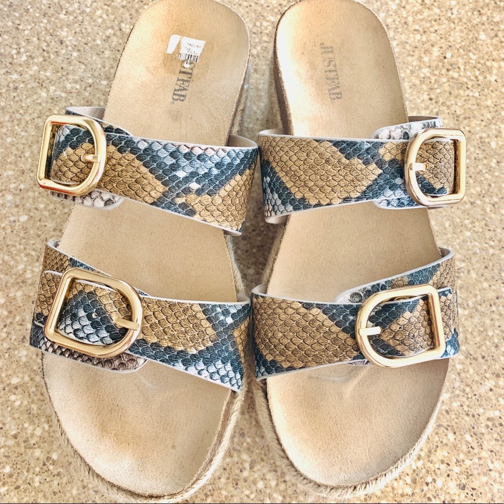 JUST FAB Espridil Sandals Snake Skin Print